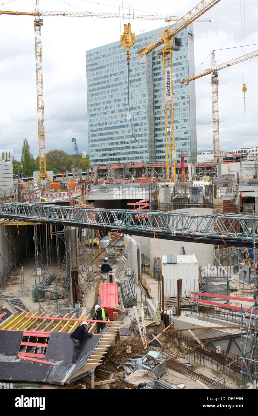 Shopping and office complex under construction, Dusseldorf, Germany. Stock Photo
