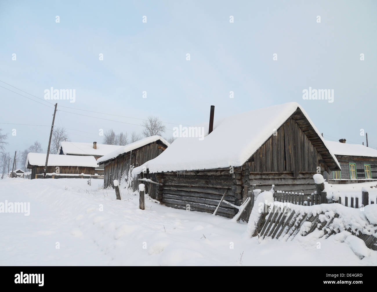 The house in village in the winter Stock Photo - Alamy
