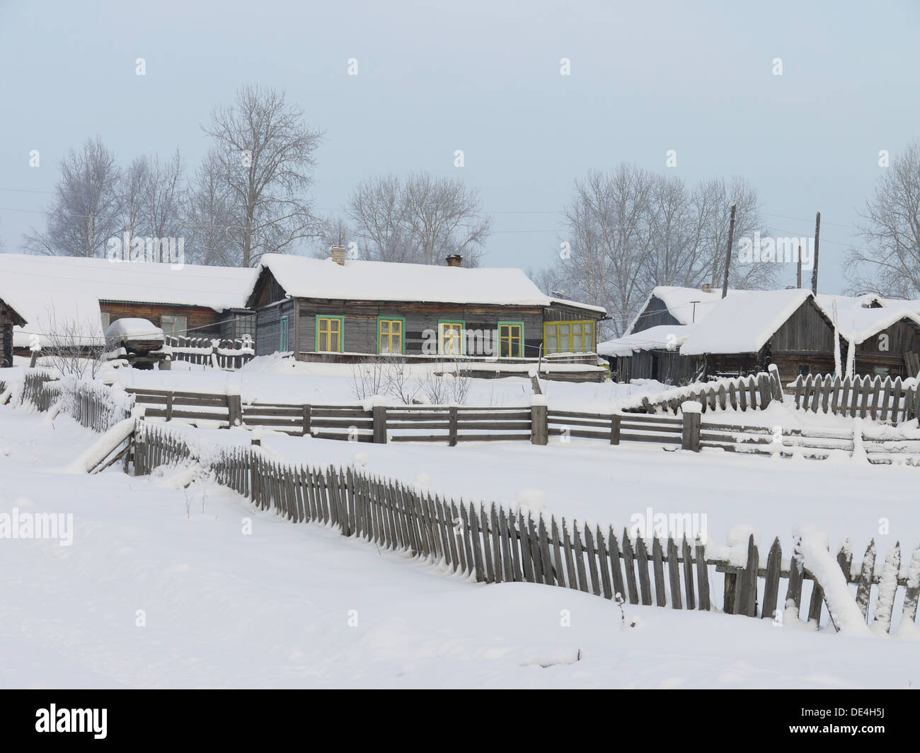 The house in village in the winter Stock Photo - Alamy