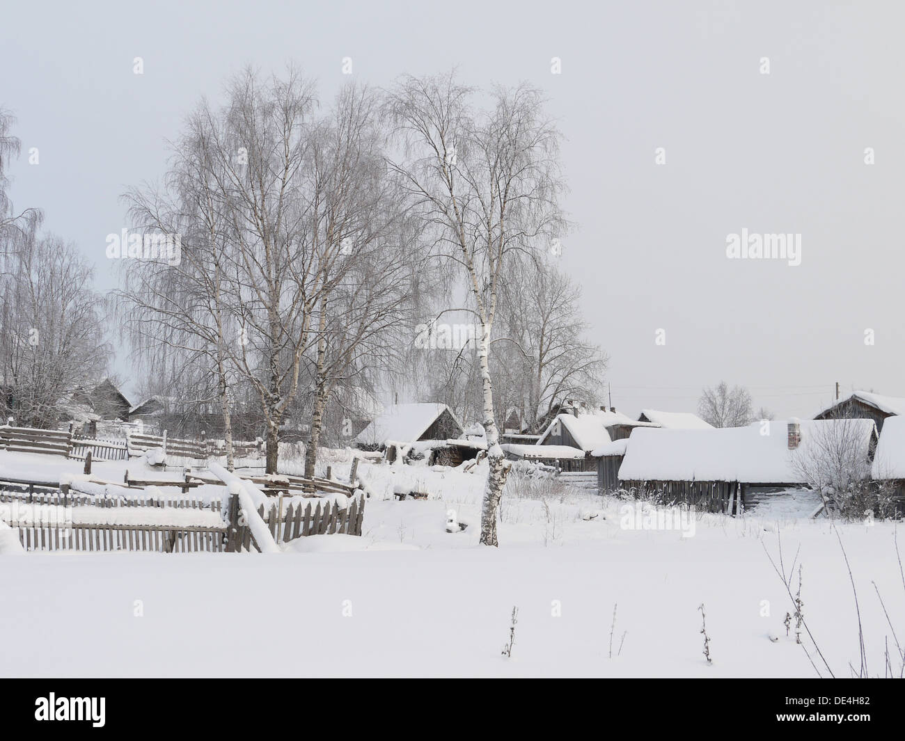 The house in village in the winter Stock Photo - Alamy