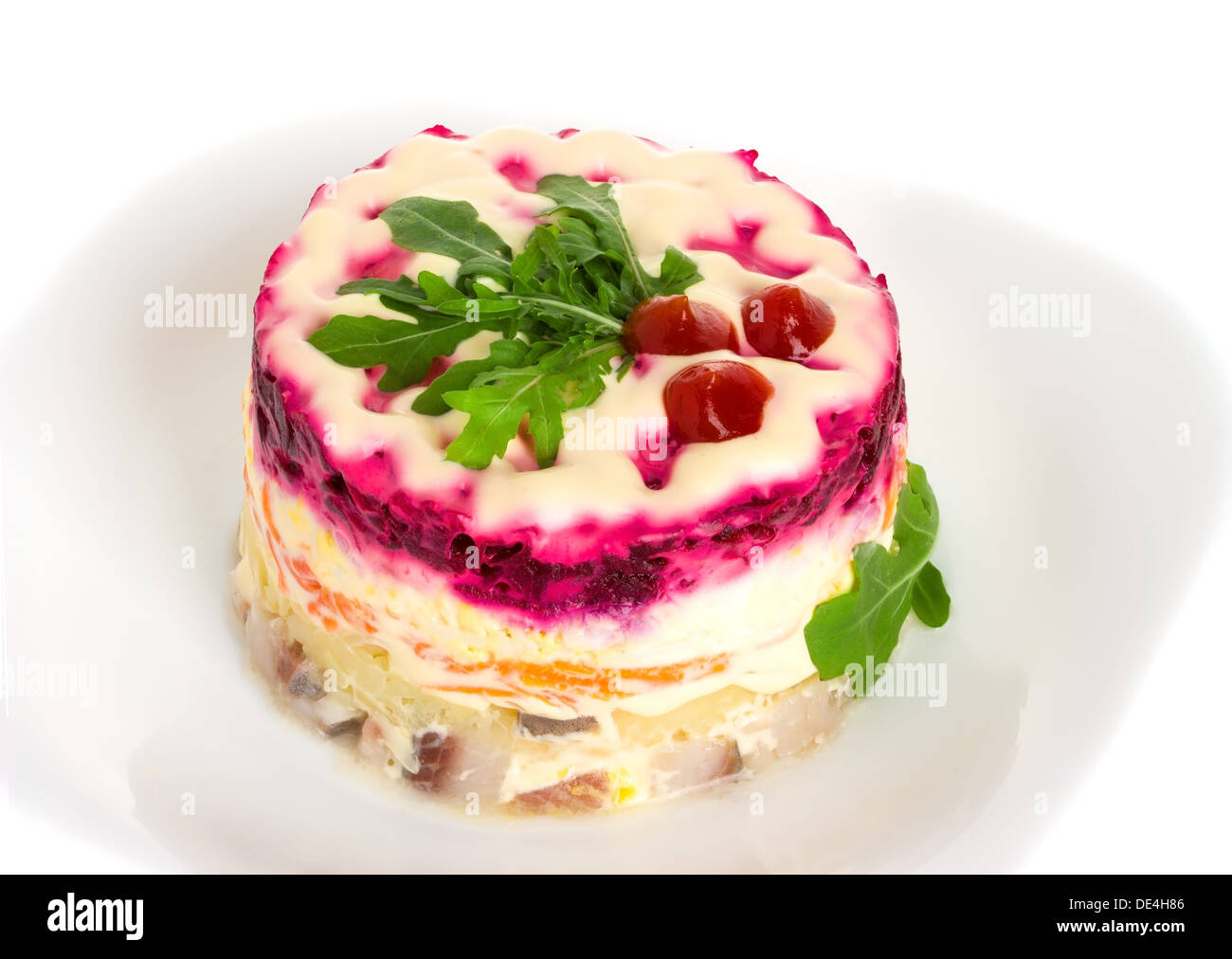 Russian salad "Herring under fur coat Stock Photo Alamy