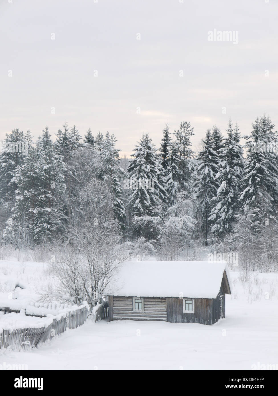 The house in village in the winter Stock Photo - Alamy