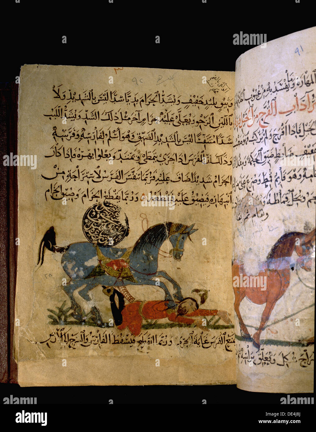 Illustration from Nihayat al-Sul, a Mamluk manual on horsemanship. Stock Photo