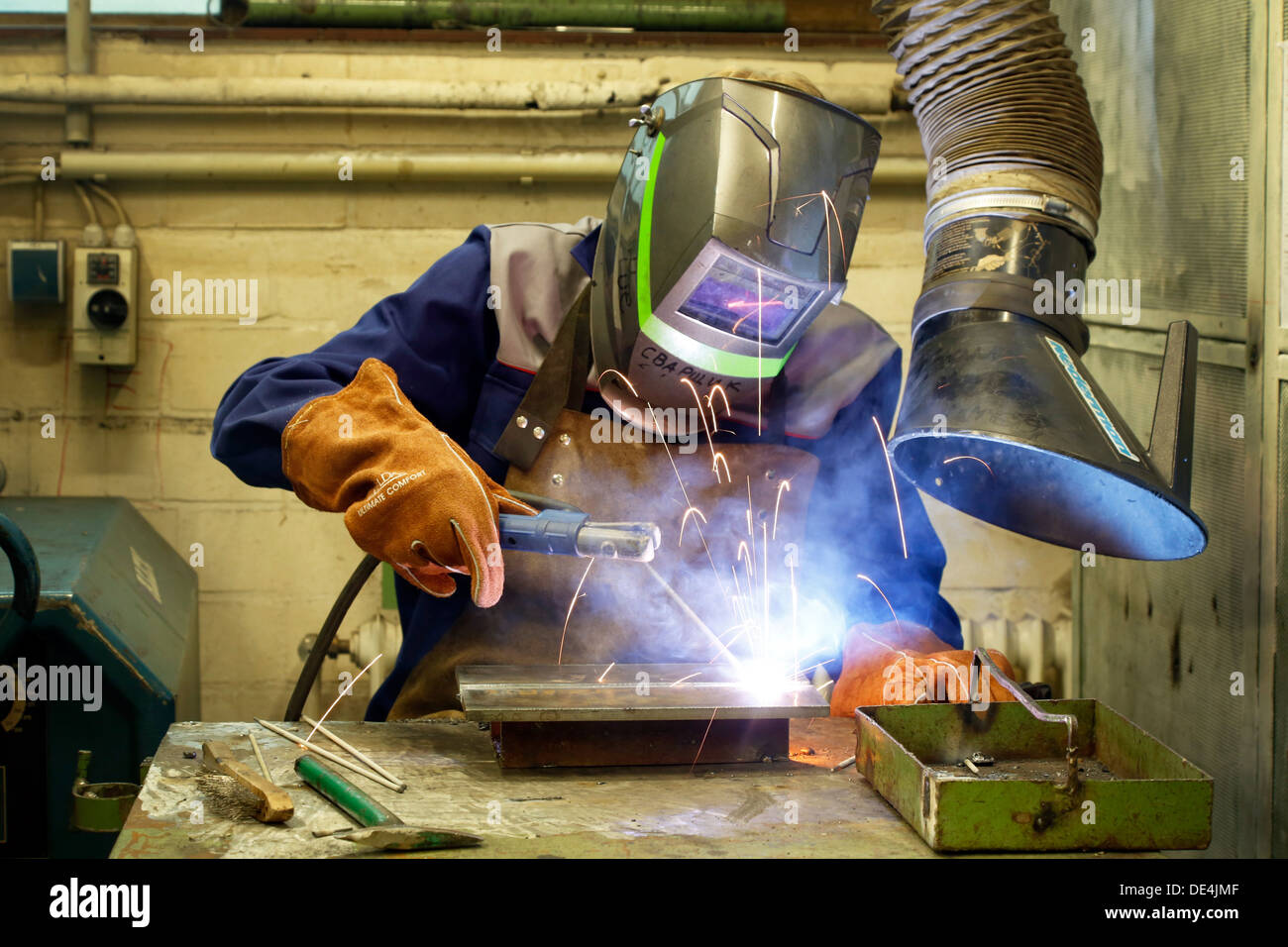 Moers, Germany, Trainee for welding worker Stock Photo Alamy