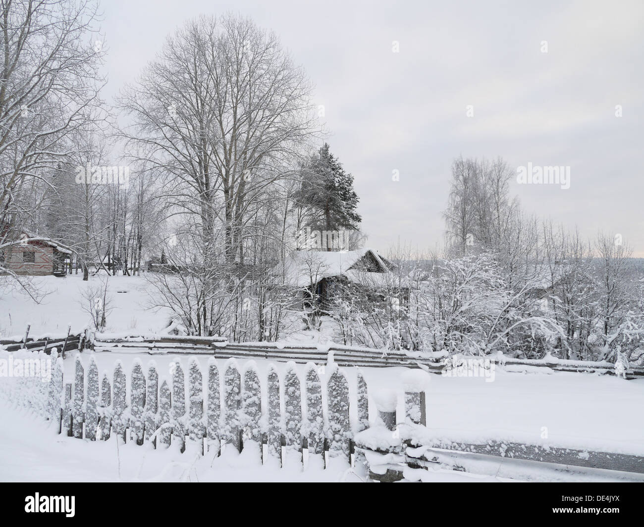 The house in village in the winter Stock Photo - Alamy