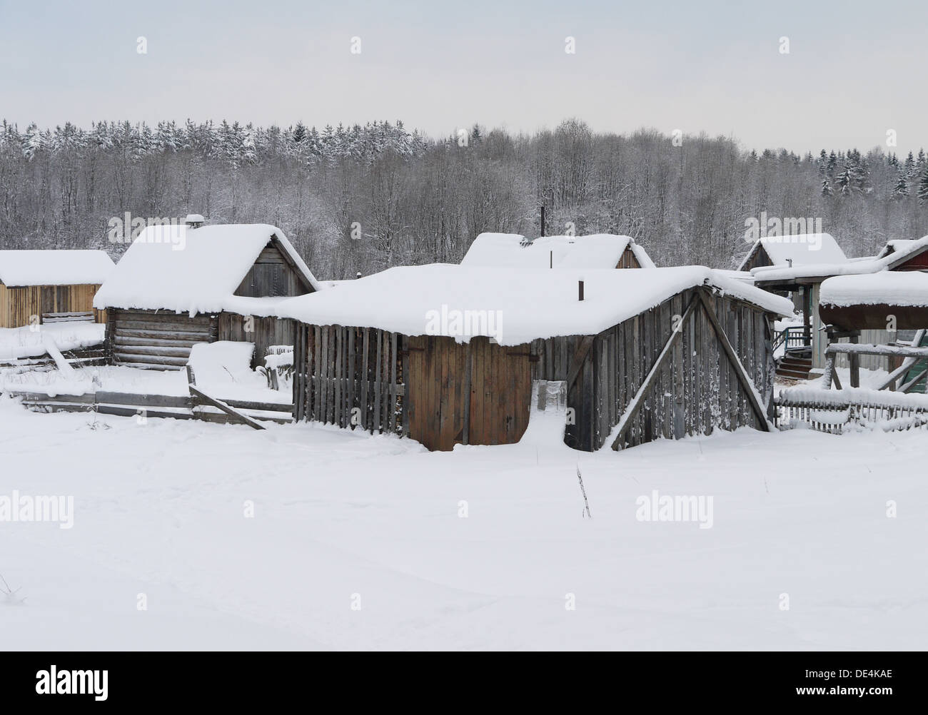 The house in village in the winter Stock Photo - Alamy