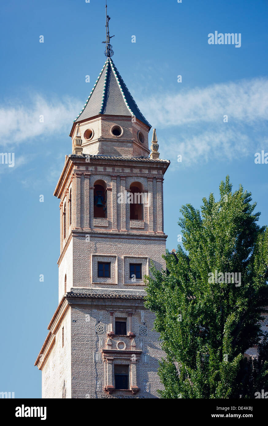Church tower in Alhambra Stock Photo