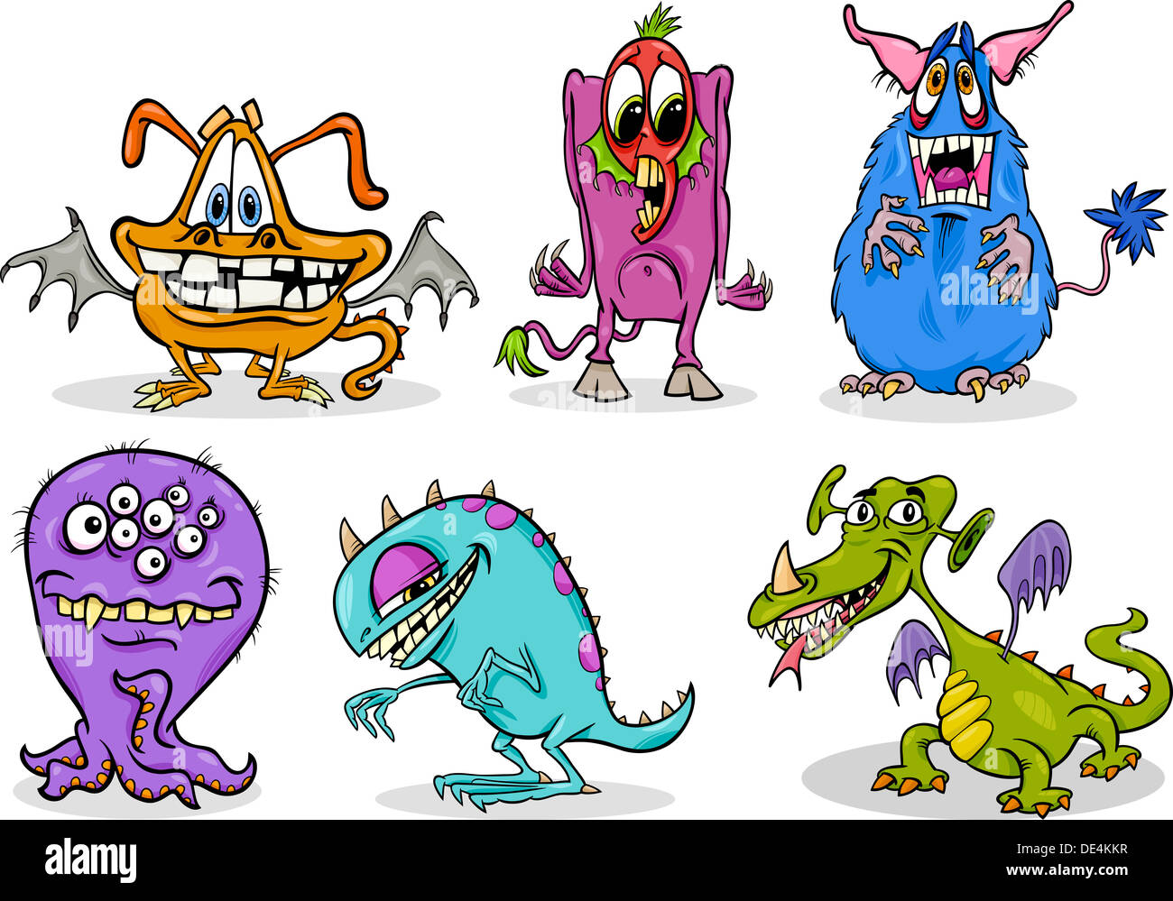 Cartoon Illustration of Fantasy Monsters or Halloween Frights Set Stock Photo