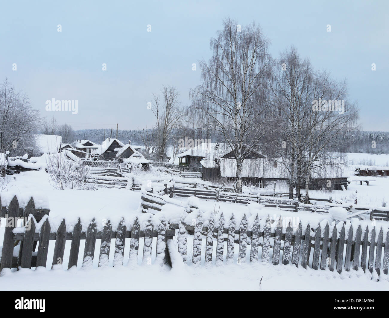 The house in village in the winter Stock Photo - Alamy