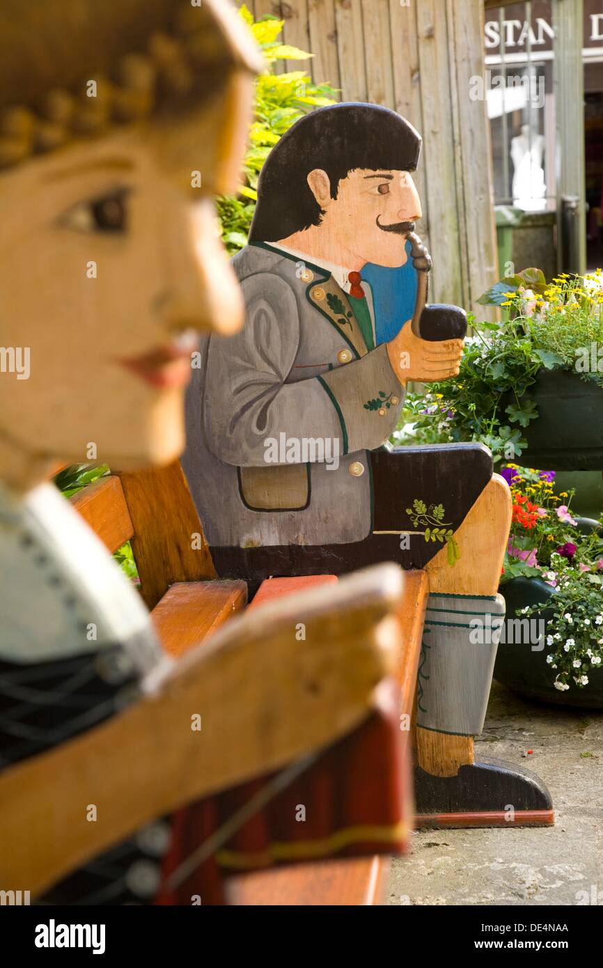 Wooden figures in traditional costumes. Auray. Brittany. France Stock