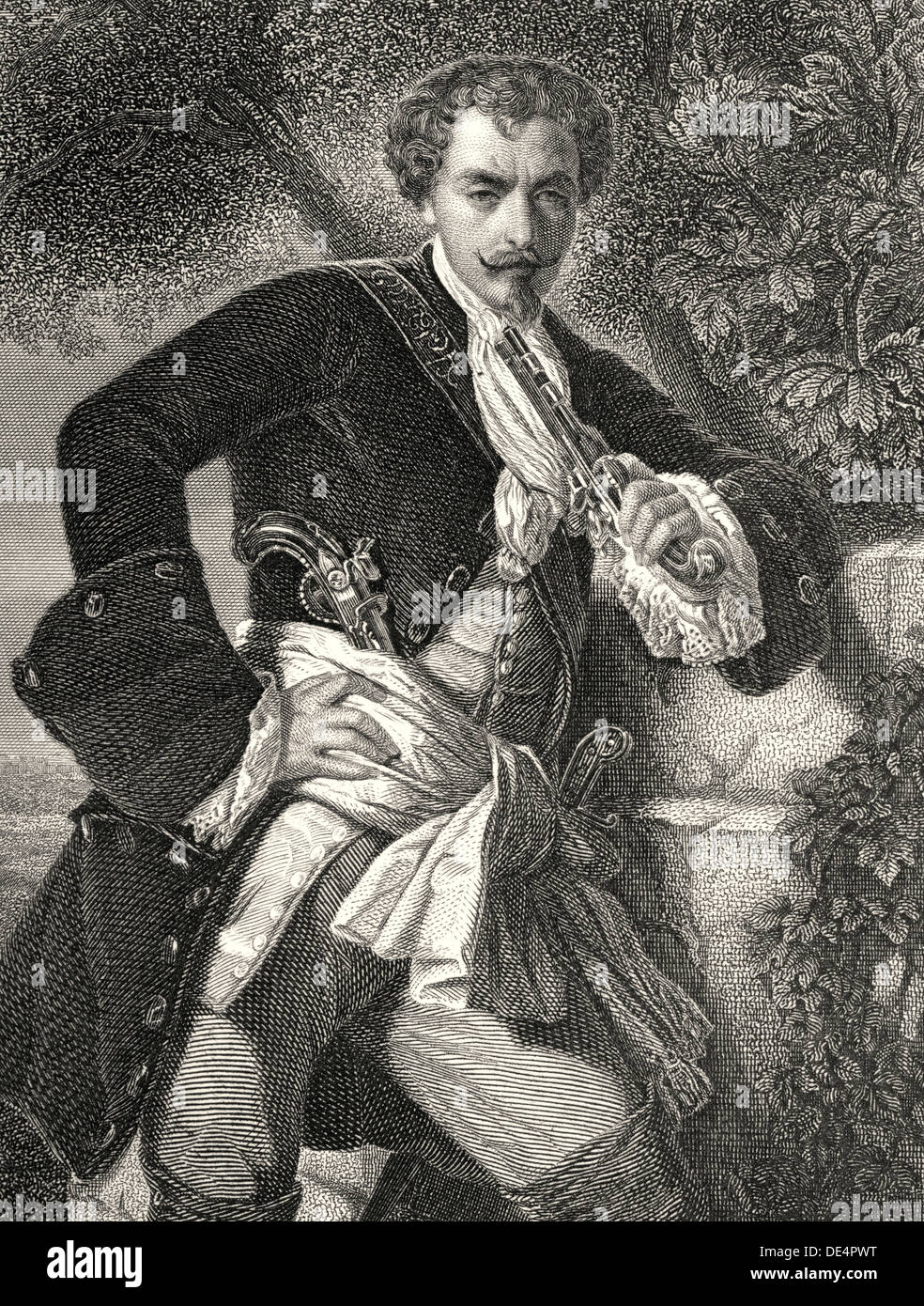 Charles Moor, character from the drama The Robbers by Friedrich Schiller, 1759 - 1805, Schiller Gallery, 1869 , Karl Moor, Figur aus dem Drama 'Die Rä Stock Photo