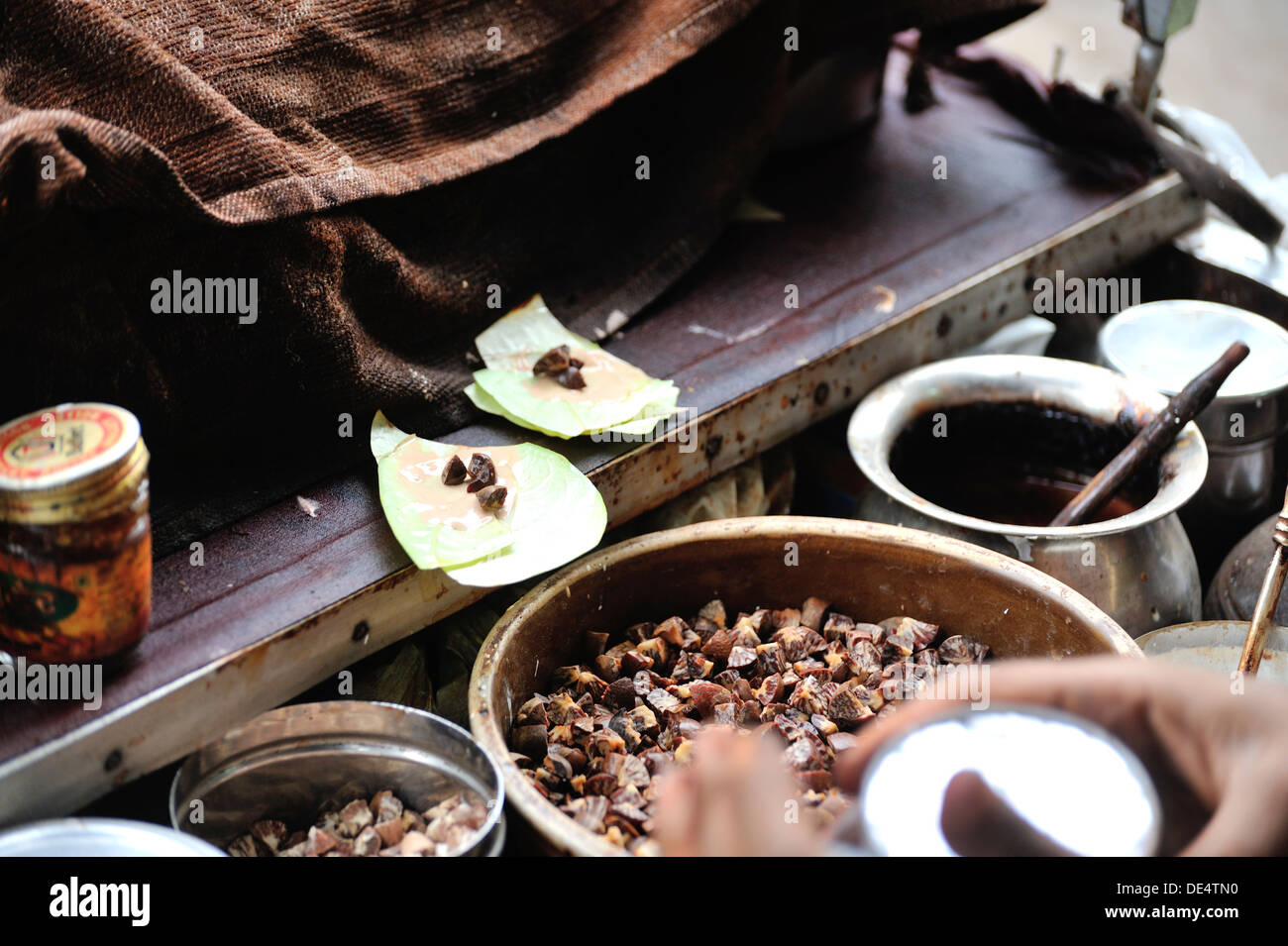 Betel nut seller's stand, Old Delhi, India Stock Photo Alamy