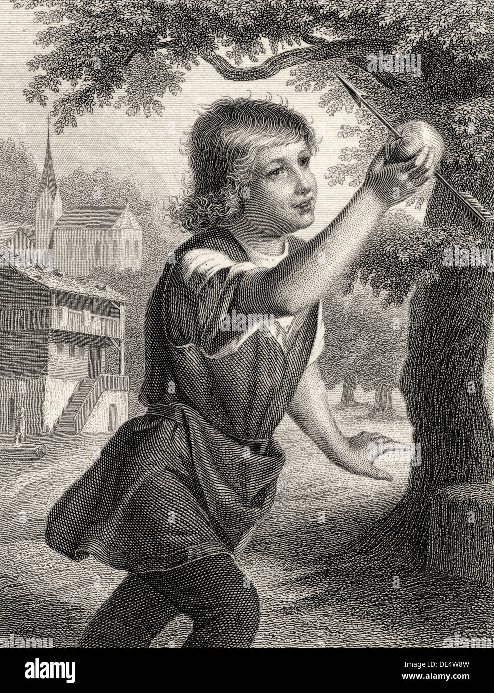 The son of William Tell, character from the drama Wilhelm Tell by Friedrich Schiller, 1759 ...