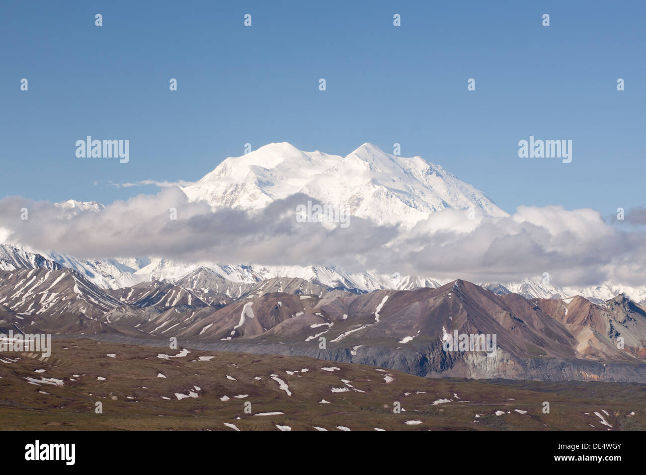 View of McKinley or Denali mount from Eielson Visitor Center, Denali National Park and Preserve, Alaska, U.S.A. Stock Photo