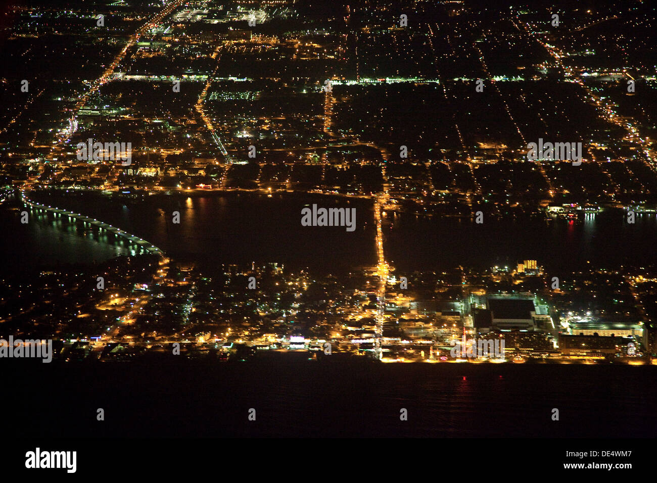 Aerial view of Daytona Beach, FL at night May, 2010 Stock Photo Alamy