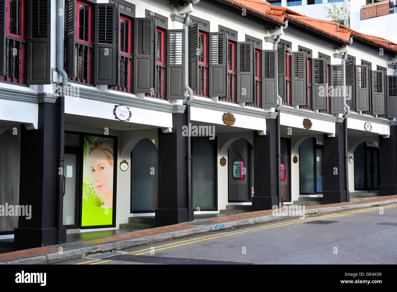 Singapore Chinatown Conservation Shophouses Stock Photo