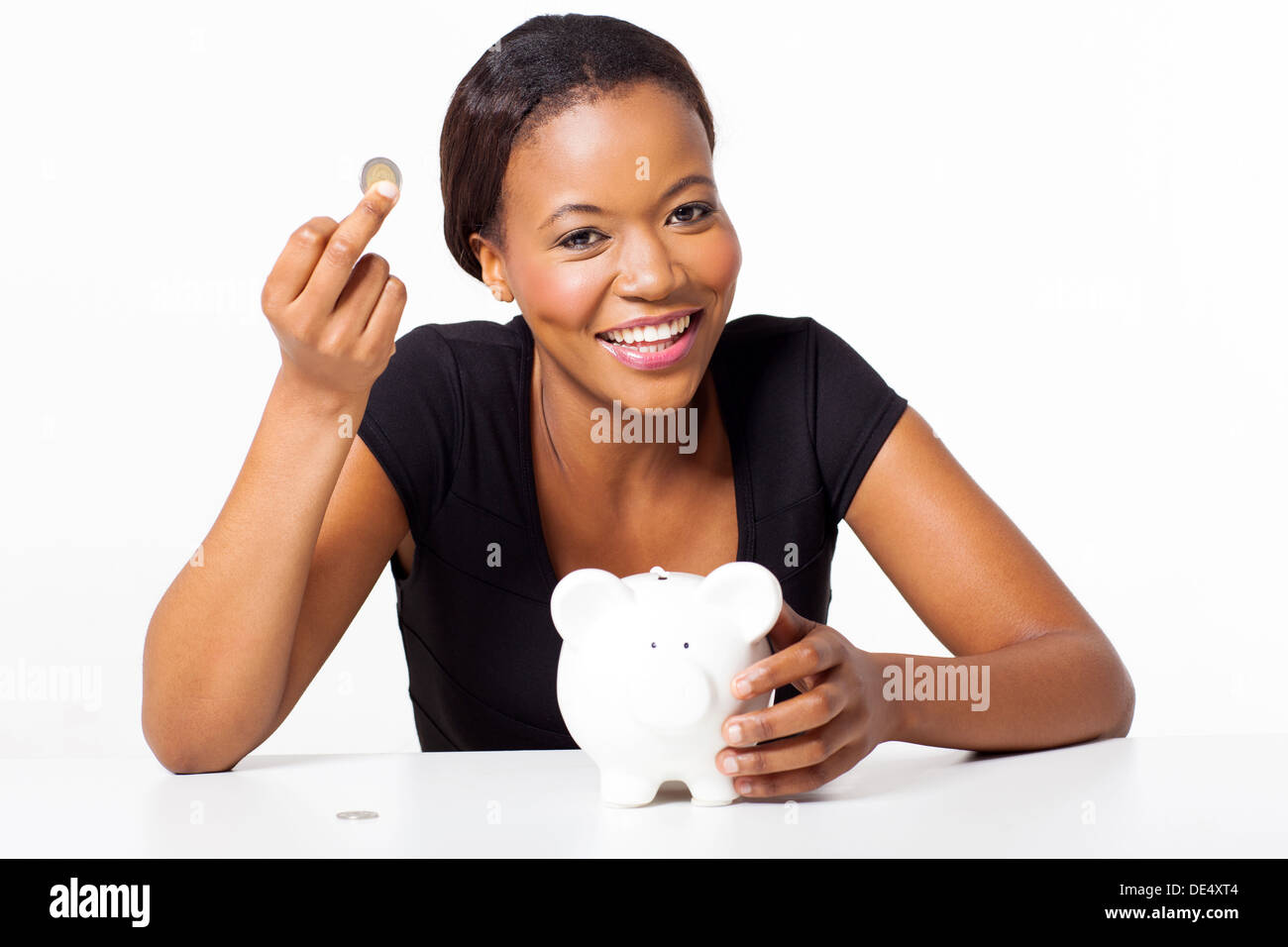 Happy young black woman hi-res stock photography and images - Alamy