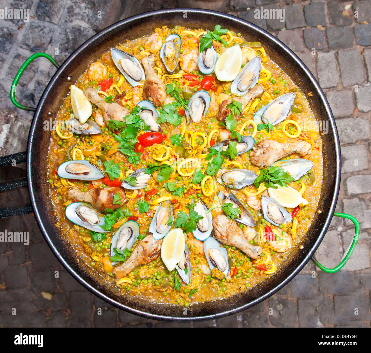 Paella, a Spanish rice dish with seafood and chicken, series, no. 7 Stock Photo