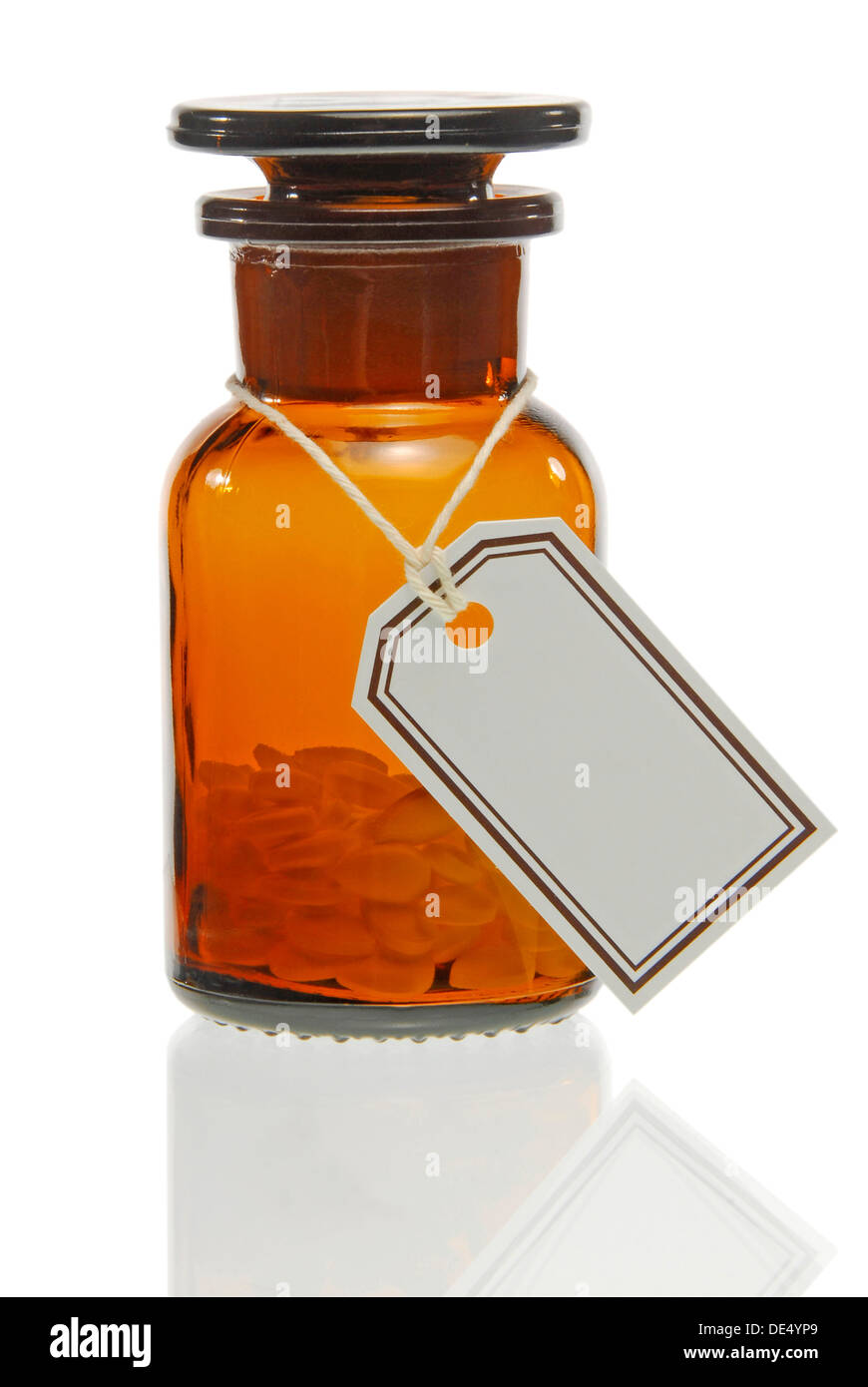 Glass medicine jar with an empty label Stock Photo Alamy