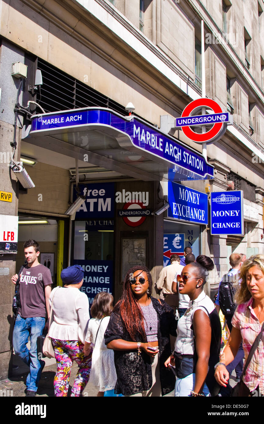 Marble Arch Underground station entranceLondon Stock Photo Alamy