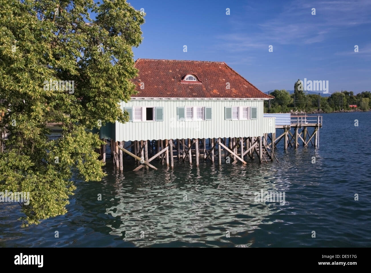 Pile dwelling, house on stilts, near Lindau, Lake Constance, Bavaria