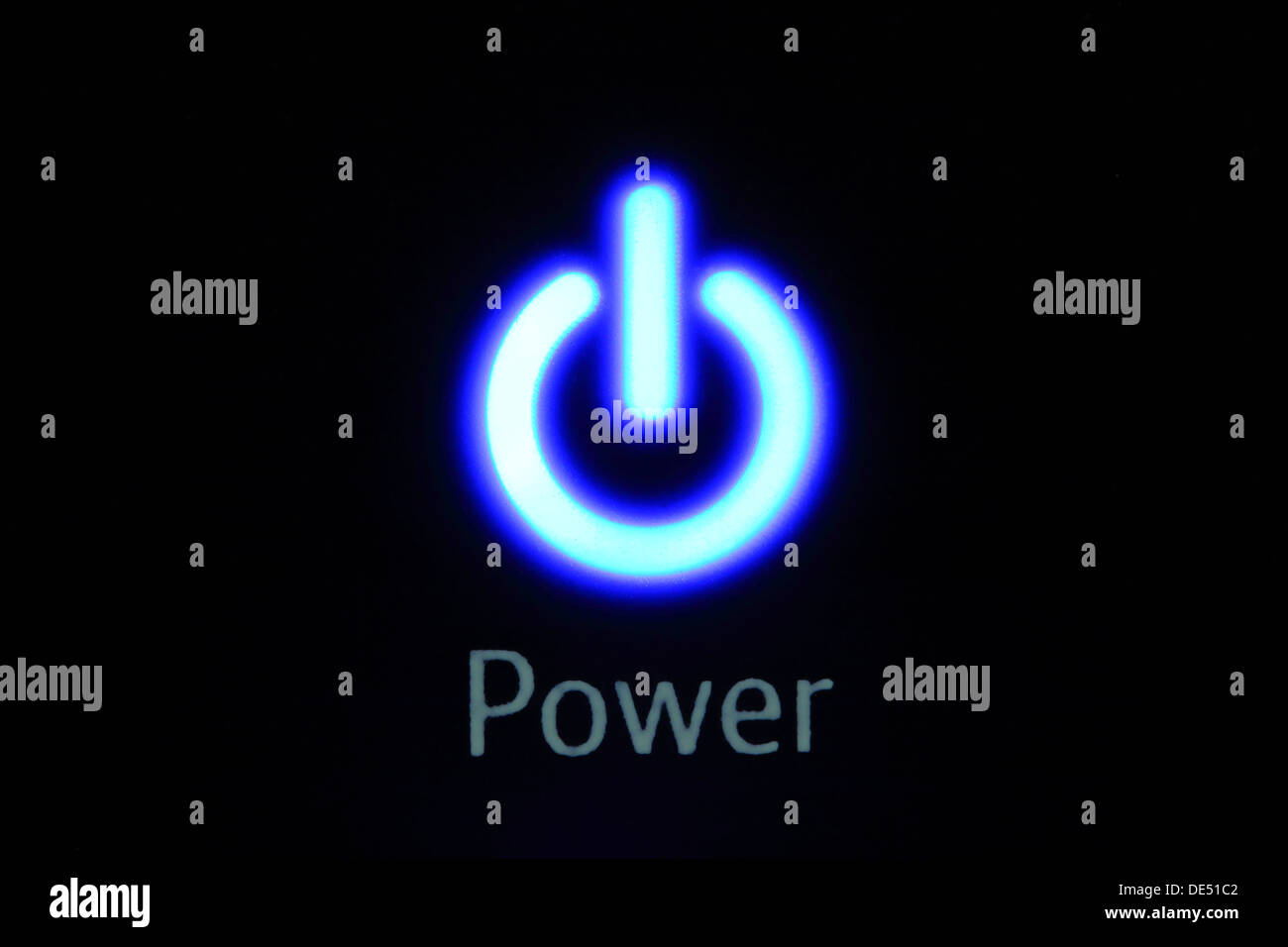 illuminated Power light icon on a broadband router Stock Photo