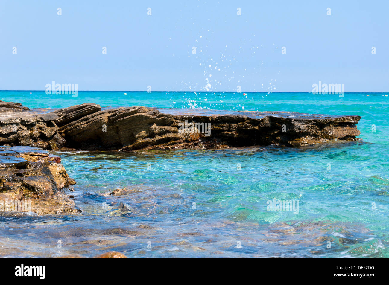 Clear blue water and the rocks Stock Photo - Alamy
