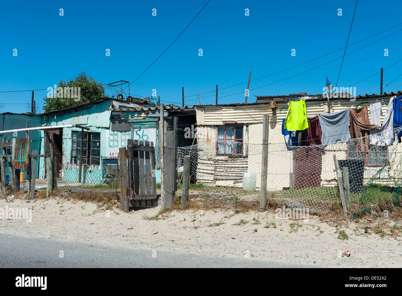 Tin shacks in Khayelitsha, a partially informal township in Cape Town, South Africa Stock Photo