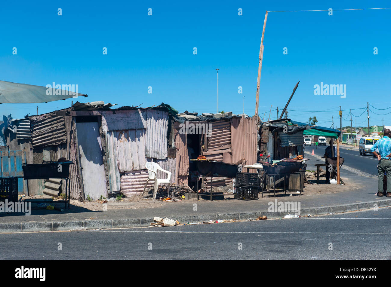 Tin shacks in Khayelitsha, a partially informal township in Cape Town, South Africa Stock Photo