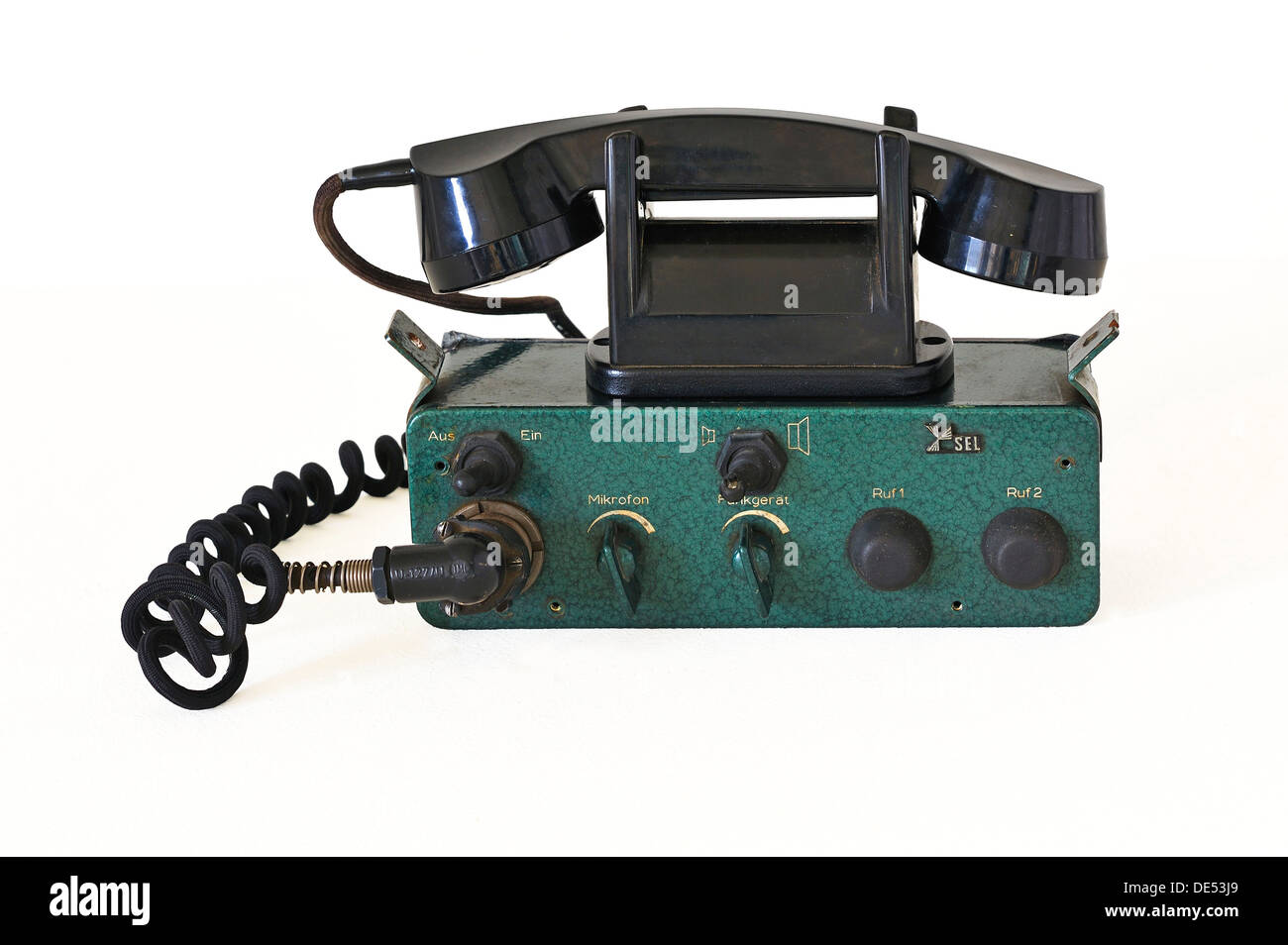 Car radio telephone from the 1960s, 'Feuer und Flamme', The Fire Brigade from 1850 until today, industrial museum Stock Photo