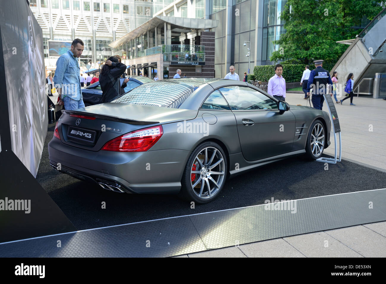 Mercedes-Benz sports cars on display in Canary Wharf, London, UK Stock Photo