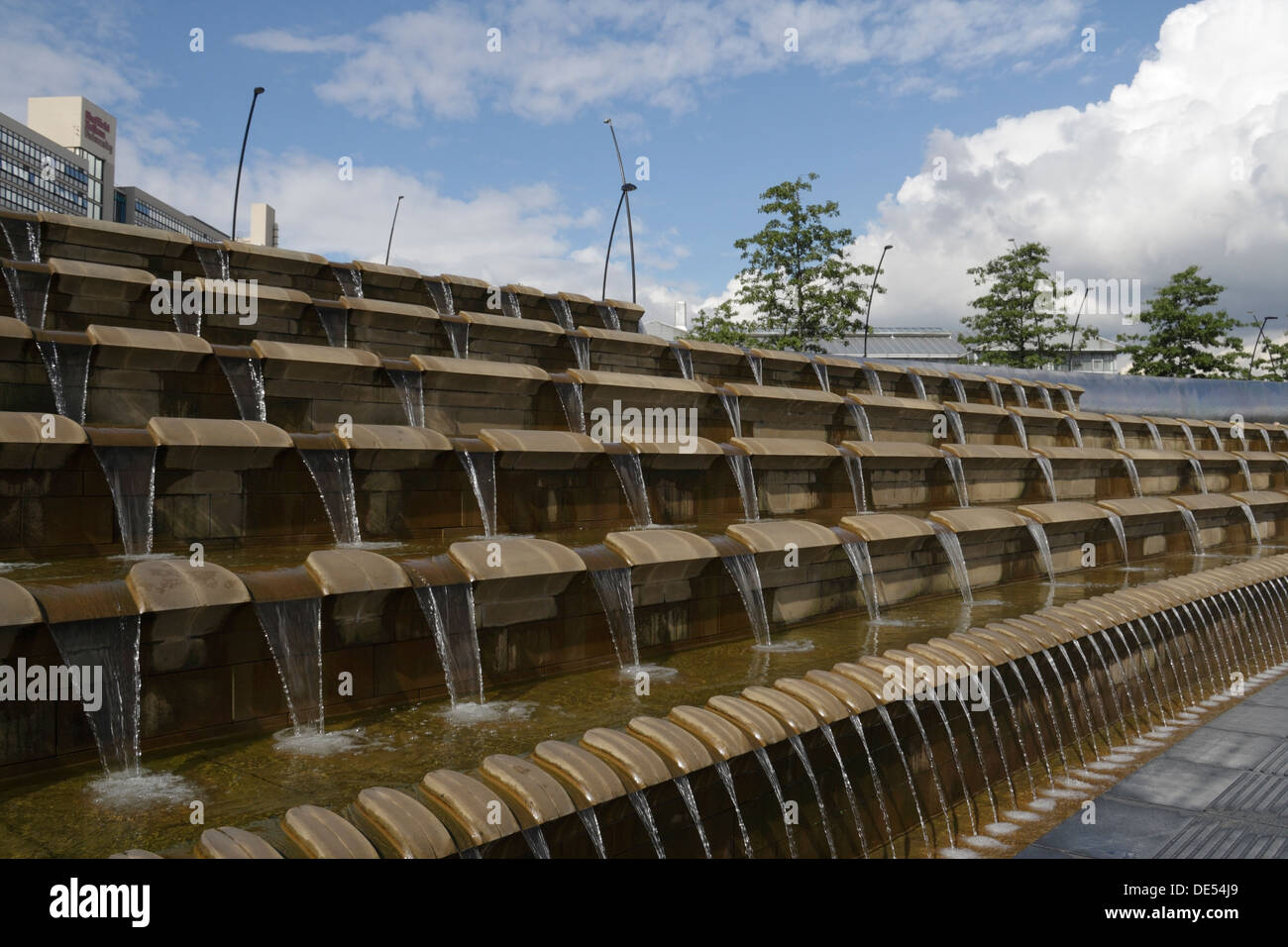 Sheffield Sheaf Square, fountain water feature, station forecourt, Sheffield city centre England Stock Photo