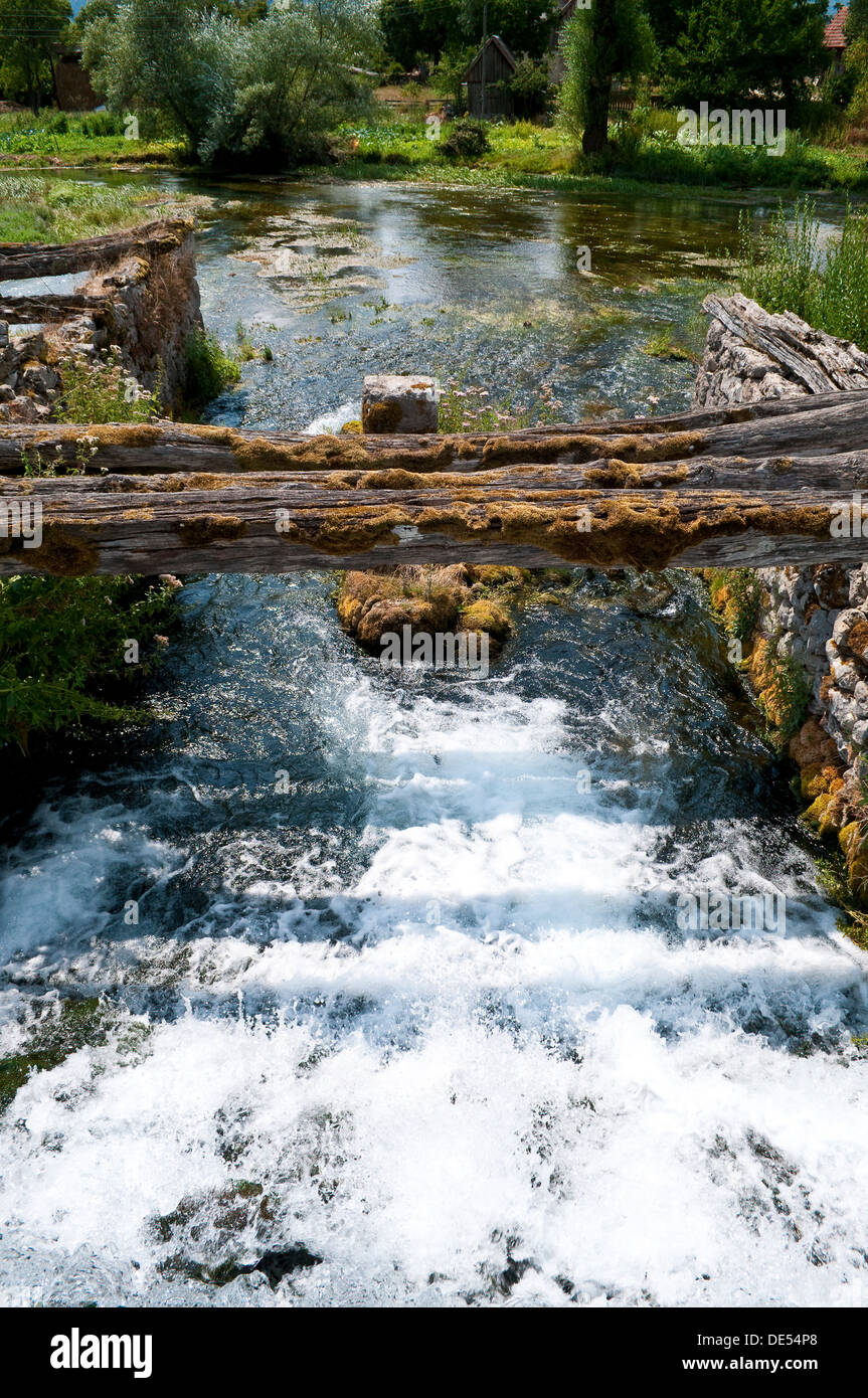 River Gacka at Mayer spring, Majerovo vrilo, Gacko Polje, Otocac, Lika, Central Croatia Stock Photo