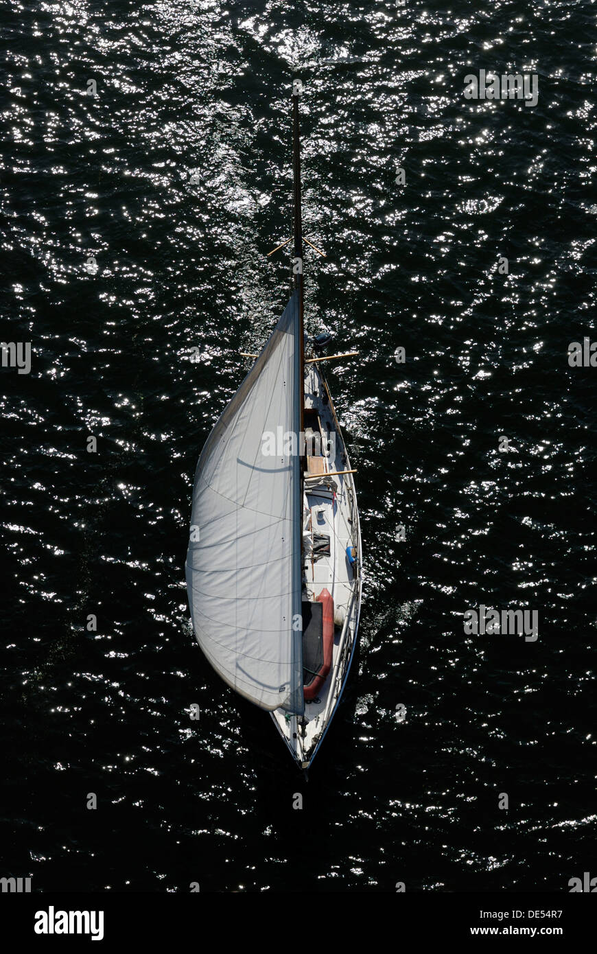 Sailing boat, bird's eye view Stock Photo Alamy