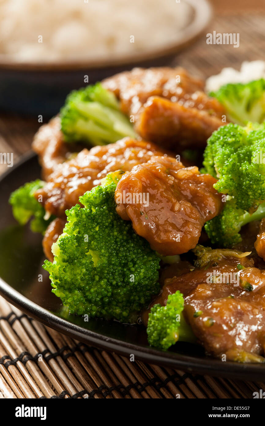Homemade Asian Beef and Broccoli with Rice Stock Photo - Alamy