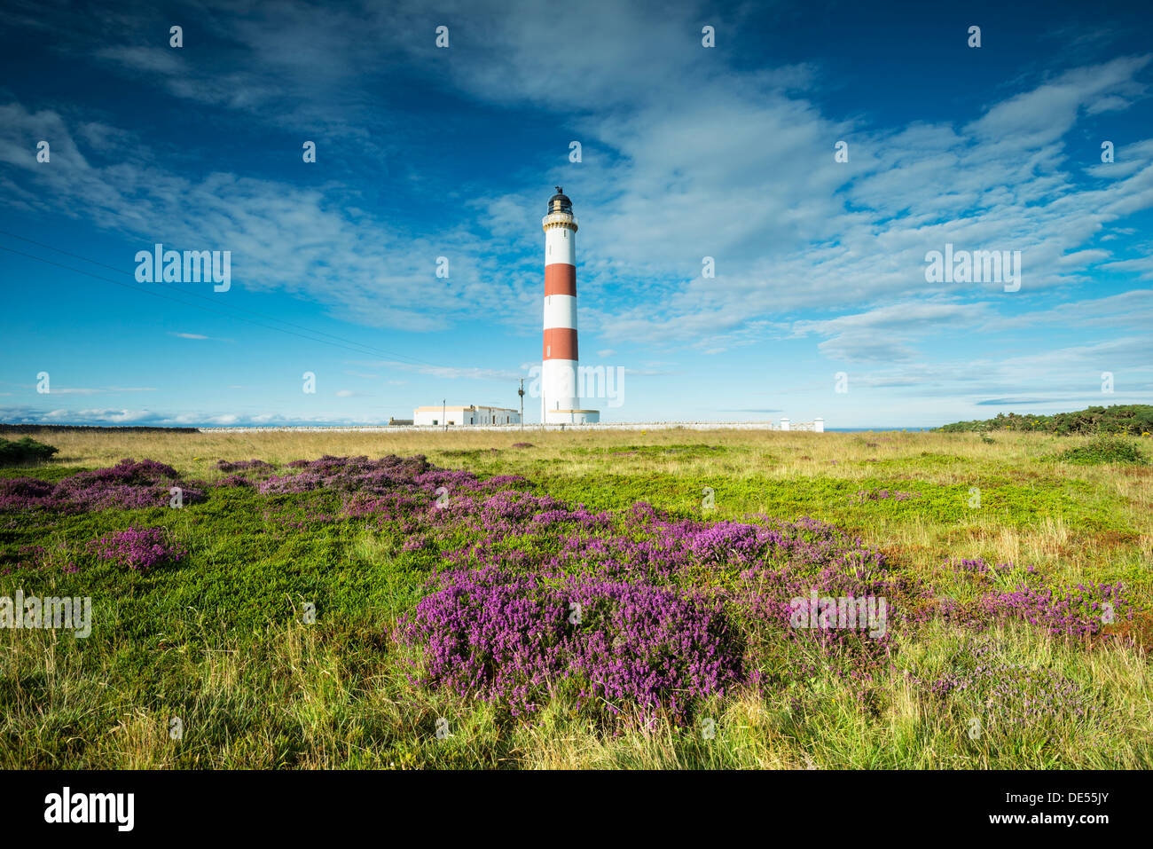 The Tarbat Ness lighthouse on the Moray Firth, Scotland, United Kingdom, Europe Stock Photo