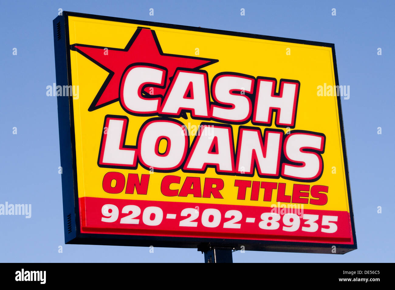 Sign Cash loans on car titles Stock Photo