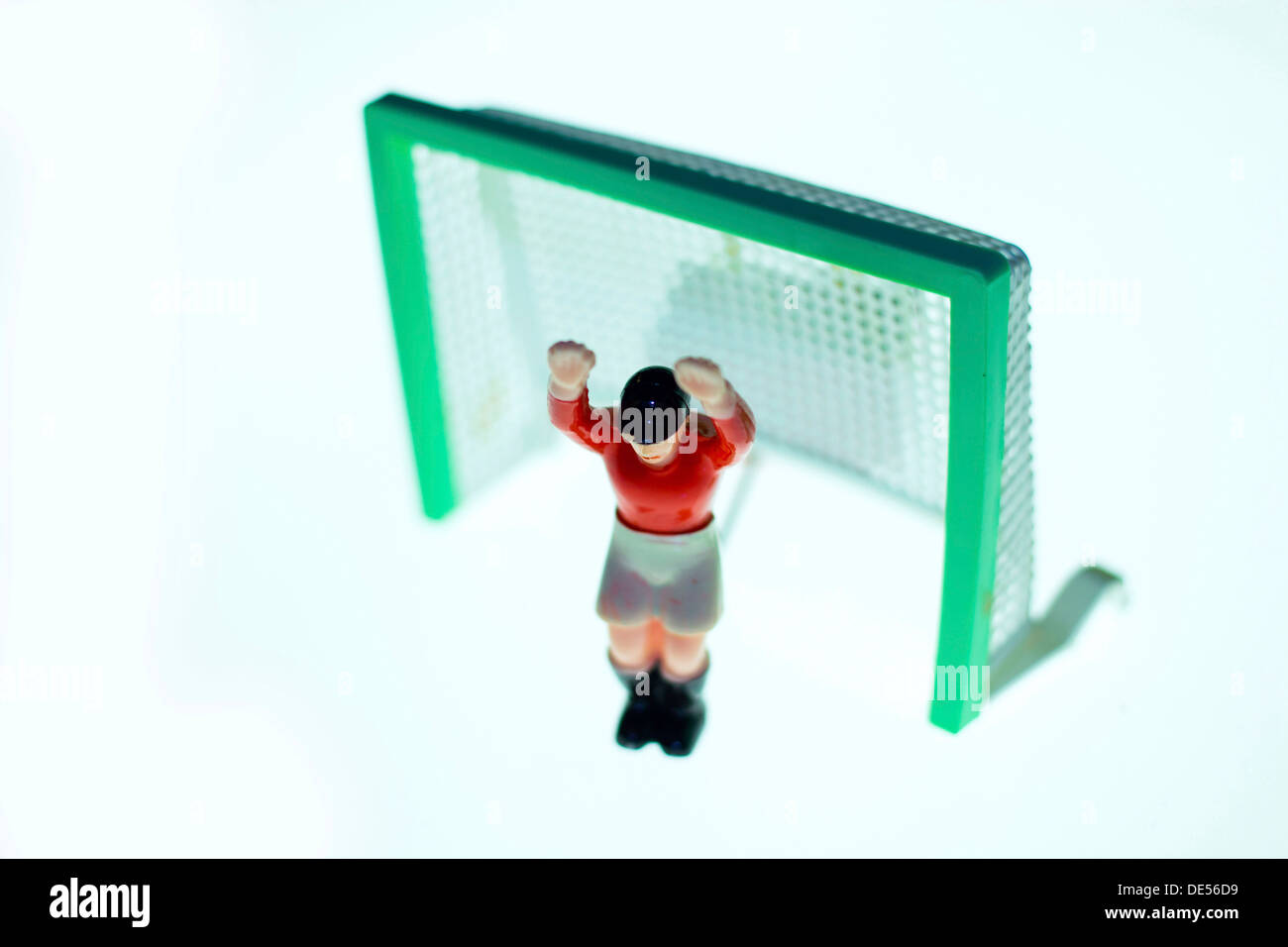 Goalkeeper figure of a Tip-Kick soccer game, Germany Stock Photo