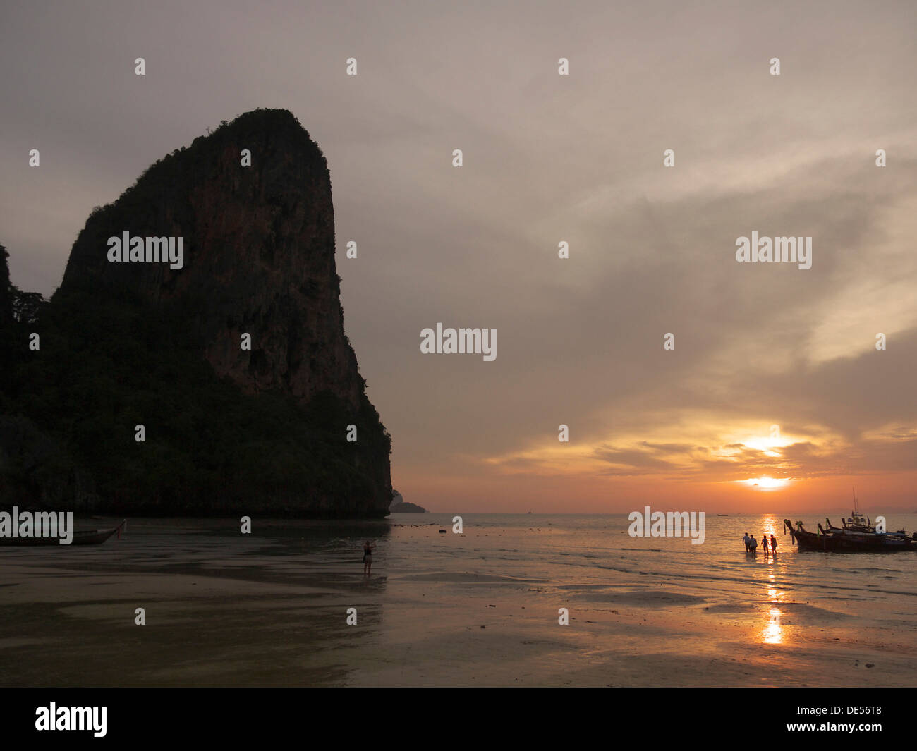 Sunset At The Hat Rai Leh West Beach Railey Peninsula Rai Leh Andaman Sea Krabi Province 