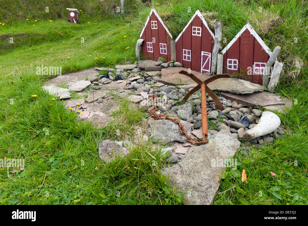 Elf houses, Papey Island, East Iceland, Iceland, Europe Stock Photo