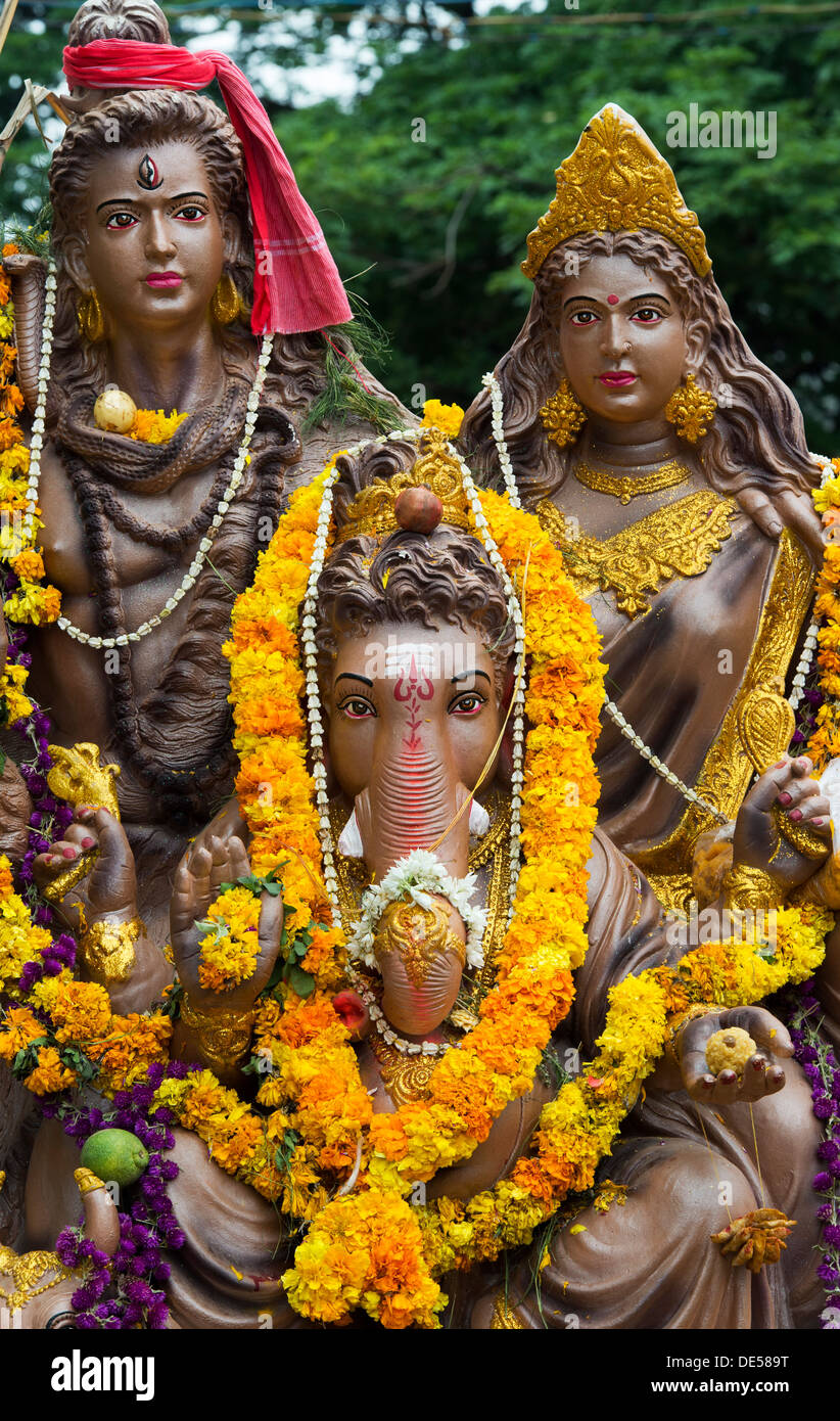 Hindu Elephant God. Lord Ganesha statue. Ganesha Chaturthi Festival Puttaparthi, Andhra Pradesh, India Stock Photo