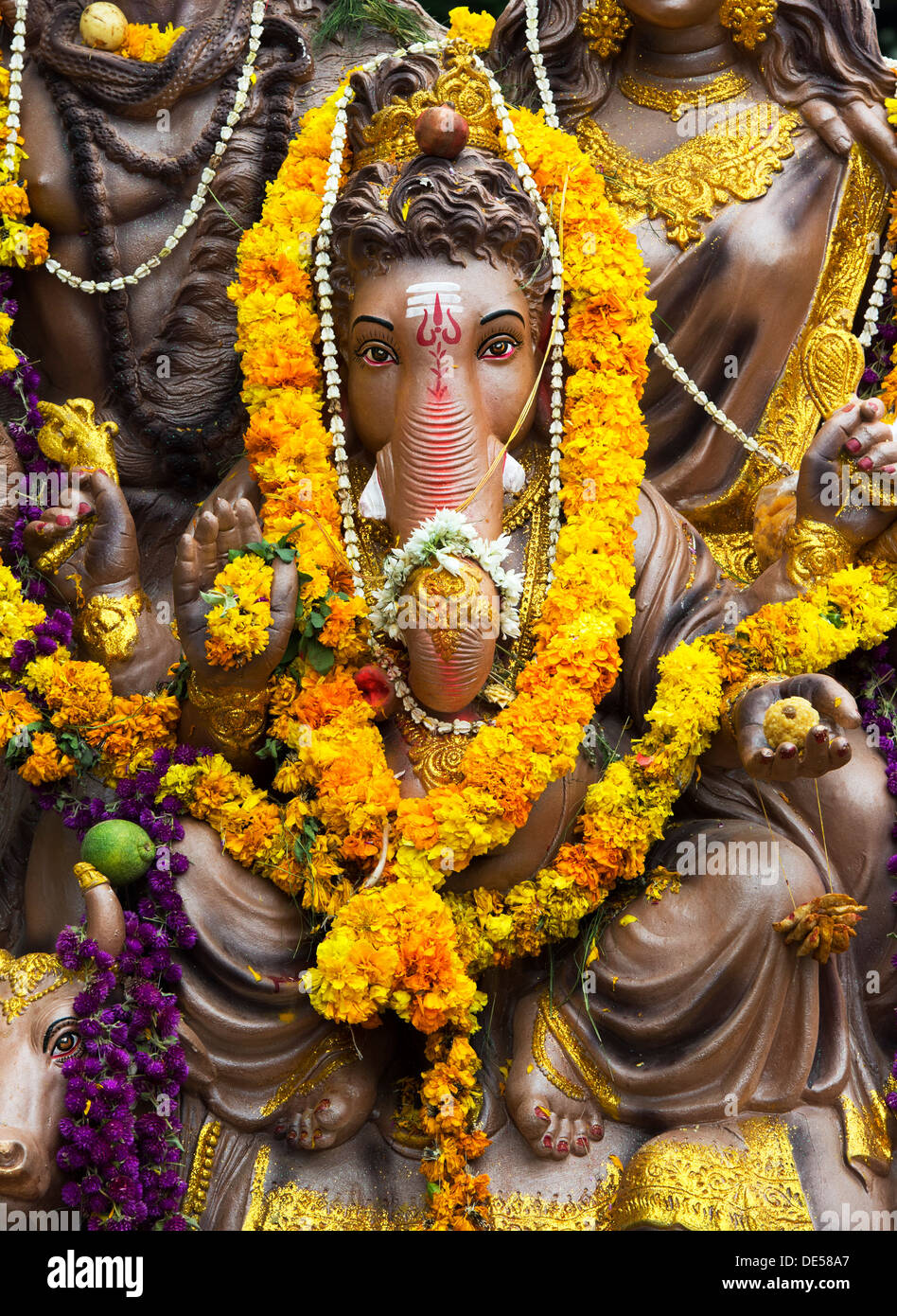 Hindu Elephant God. Lord Ganesha statue. Ganesha Chaturthi Festival Puttaparthi, Andhra Pradesh, India Stock Photo