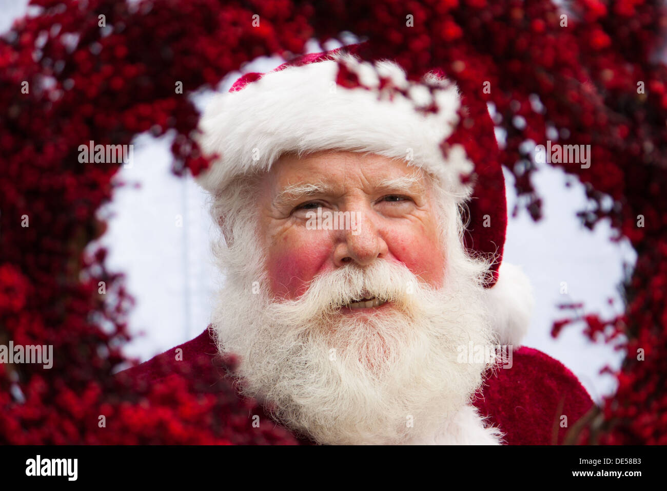 Santa-He sees you when your sleeping, he knows if your awake, he knows if you've been bad or good, so be good for goodness sake. Stock Photo
