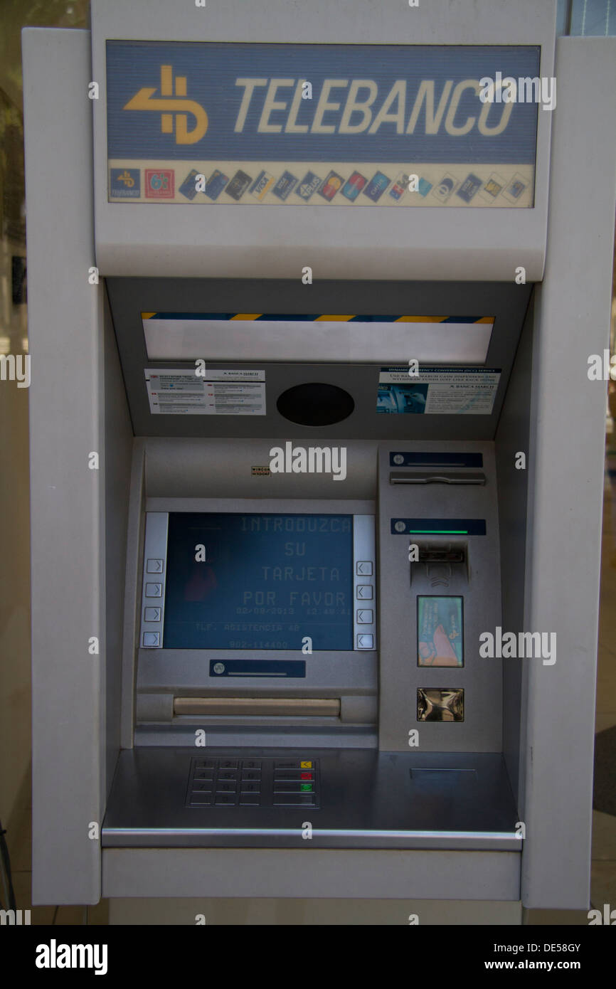 Spanish ATM Cash machine telebanco Stock Photo Alamy