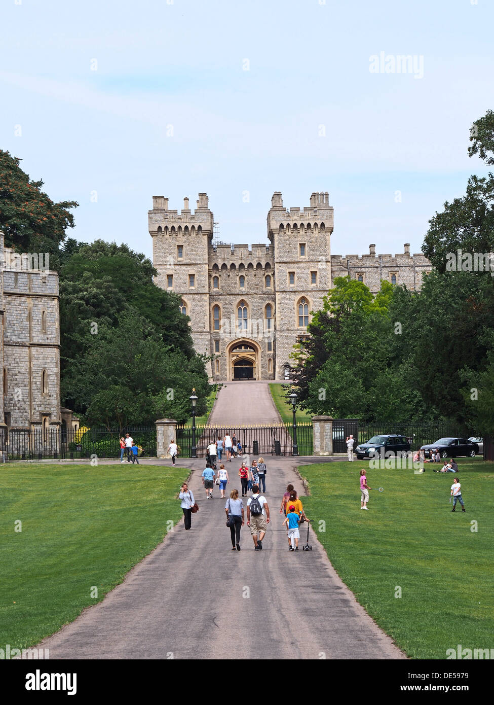 Windsor castle entrance viewed from Long Walk Stock Photo
