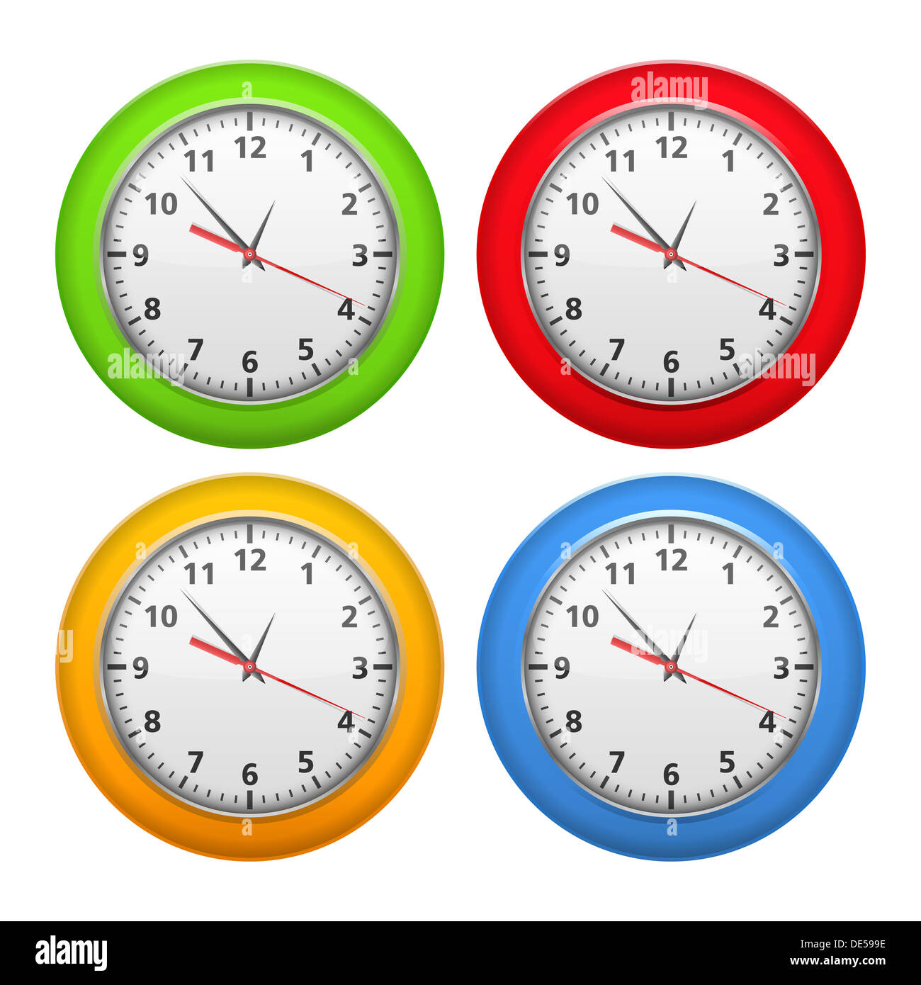 Set of color clocks Stock Photo Alamy