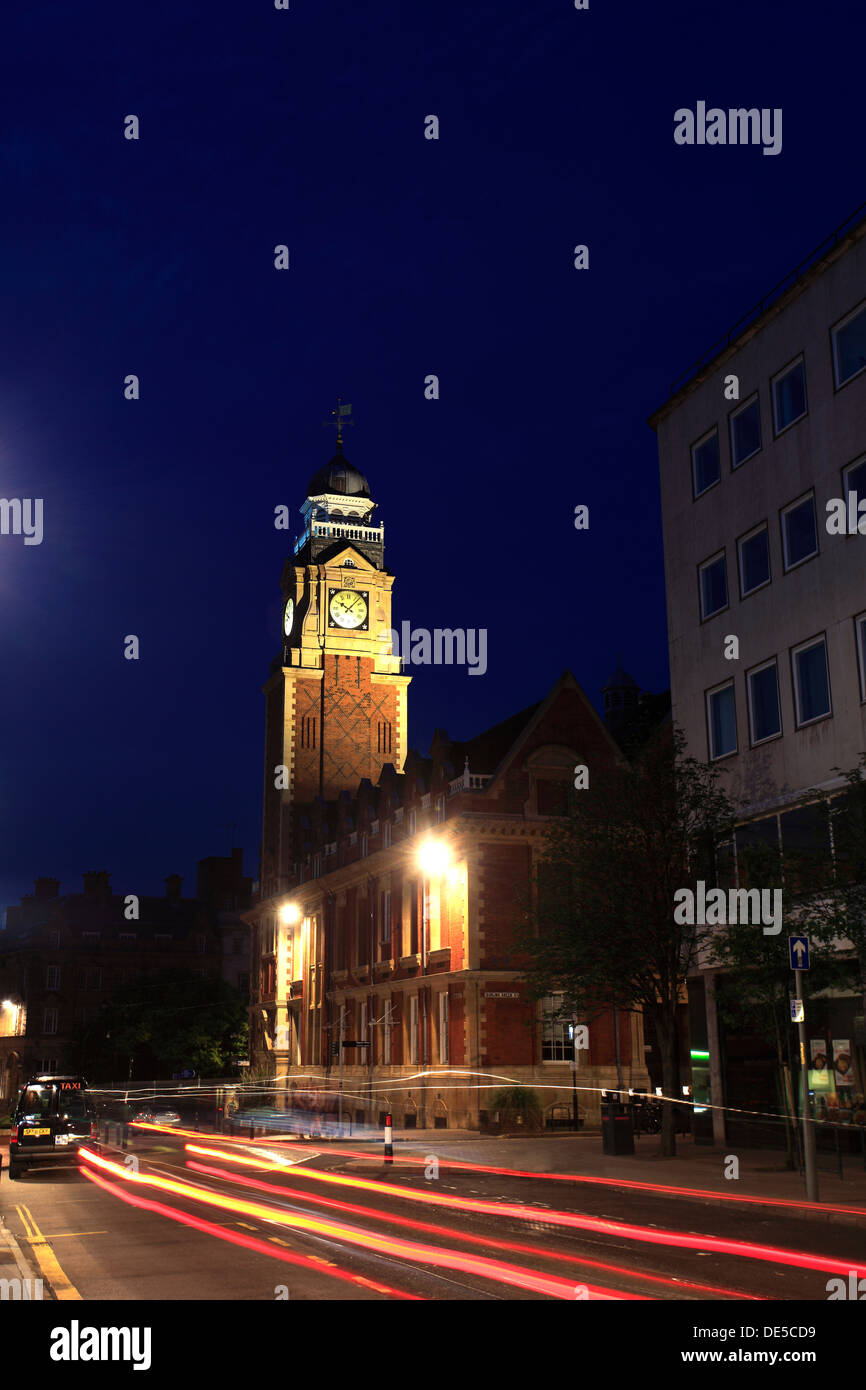 The Town hall building at night, Town Hall square gardens, Leicester