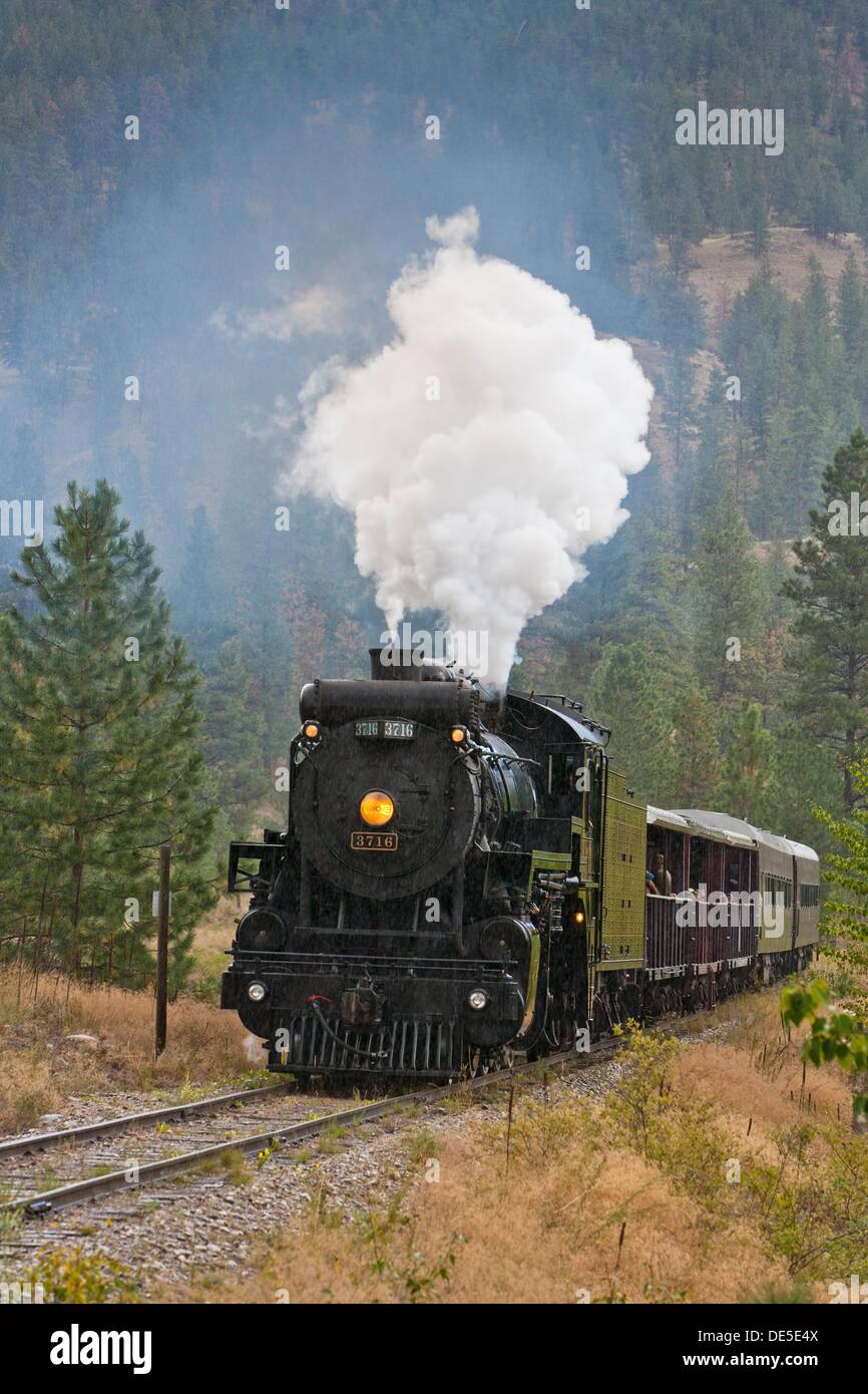 Steam train of the Kettle Valley Steam Railway, Summerland, British
