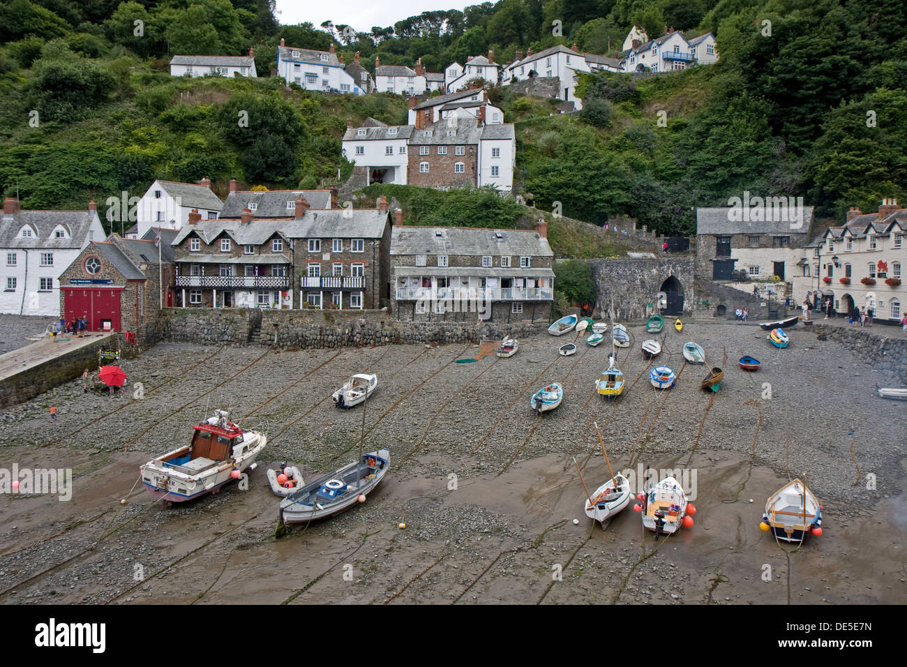 Cottages And Harbour Clovelly Devon England Uk Stock Photo