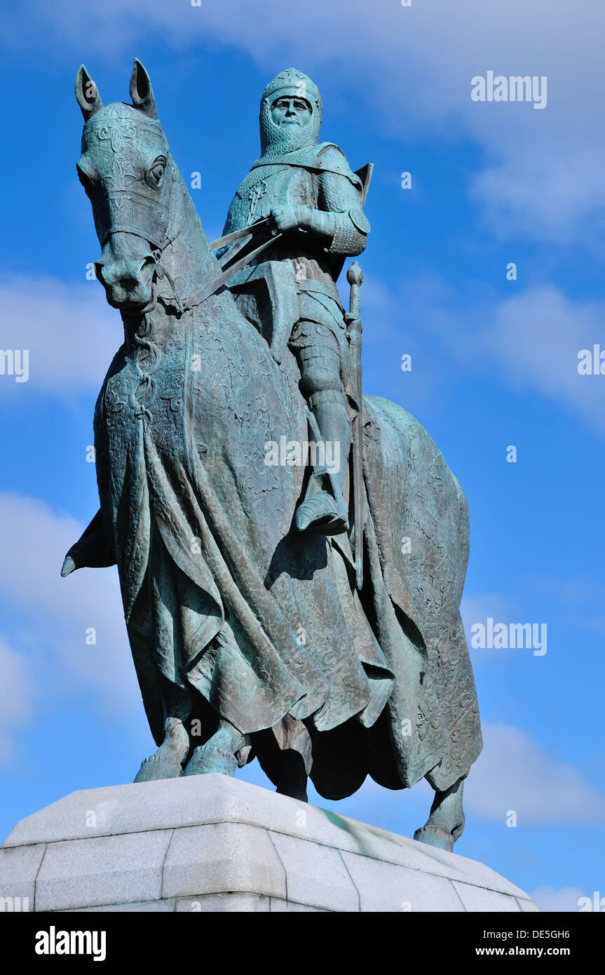 Equestrian statue of Robert the Bruce at Bannockburn, Stirling, Scotland Stock Photo